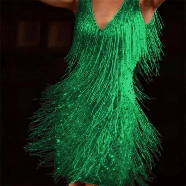 V Neck Kleid Grün